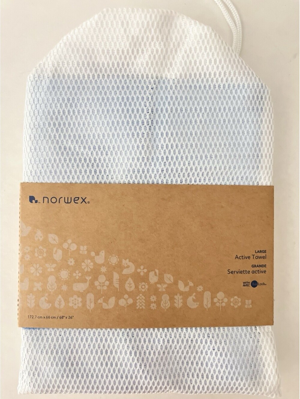 Norwex Large Active Sports Towel (68 Inch by 26 Inch) w Bag Blue Microfiber